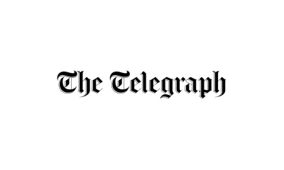 The telegraph newspaper masthead in black gothic-style lettering on transparent background.