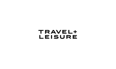 Travel + leisure logo in black text on a transparent background.