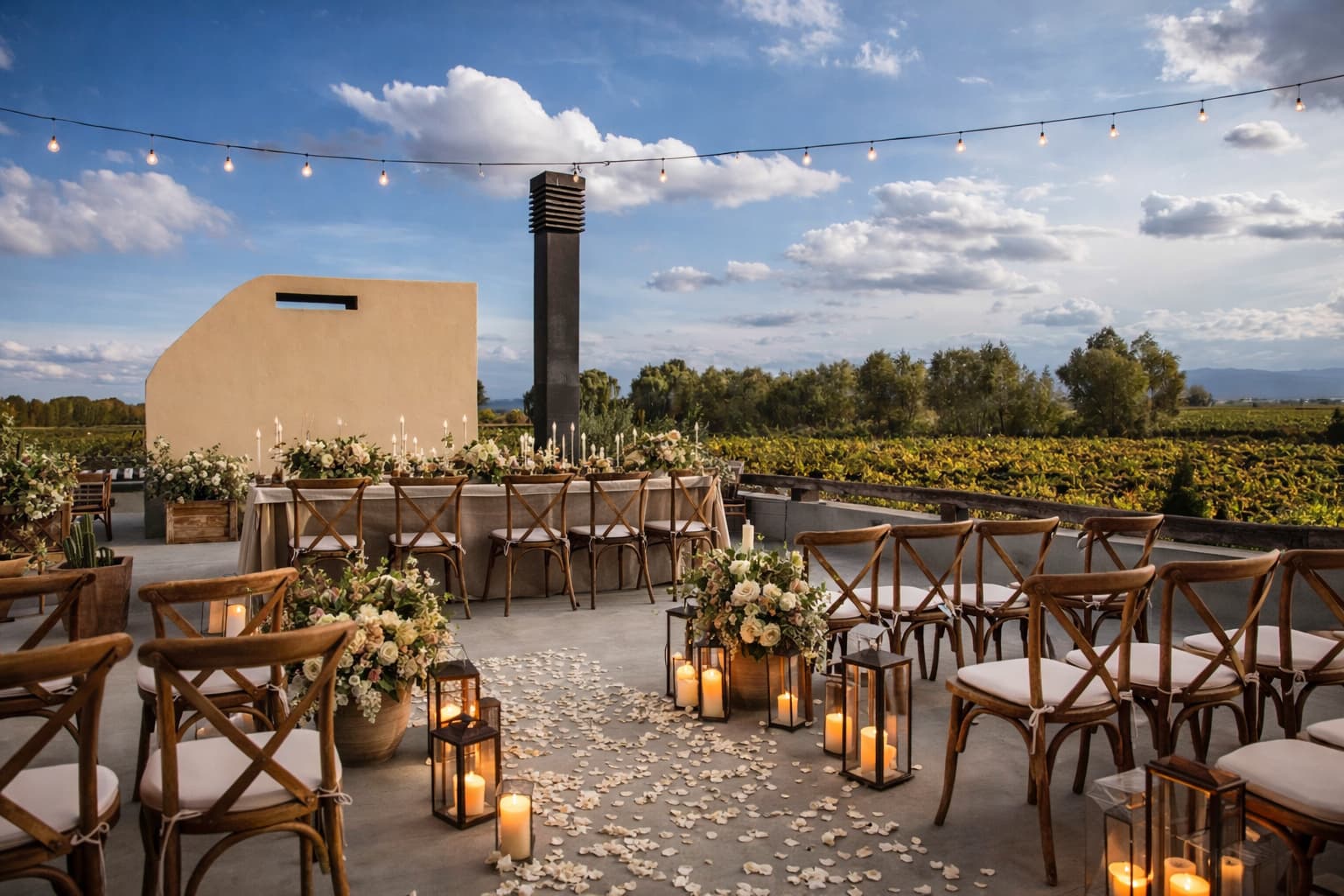 Outdoor terrace wedding